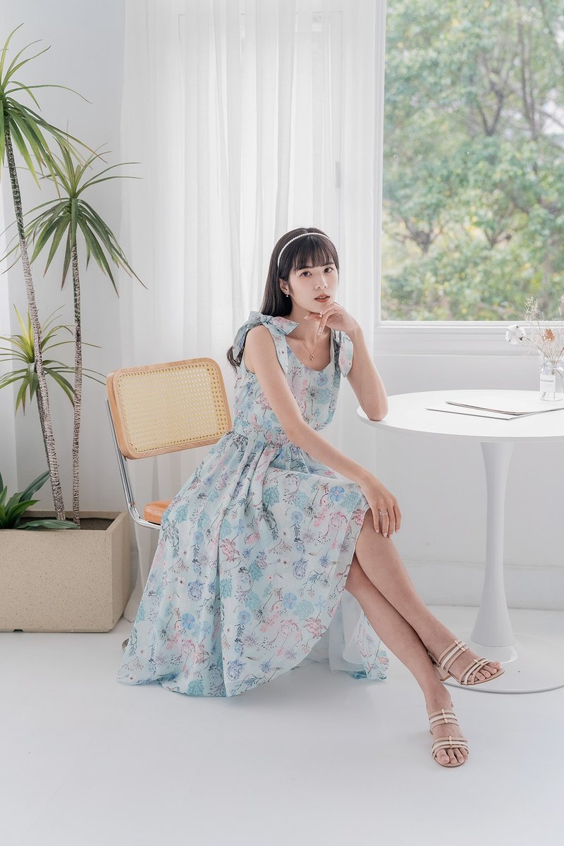 【波麗印花】C位偶像 前短後長綁帶女神長洋裝 皇后碧綠 S-2XL - 洋裝/連身裙 - 棉．麻 綠色