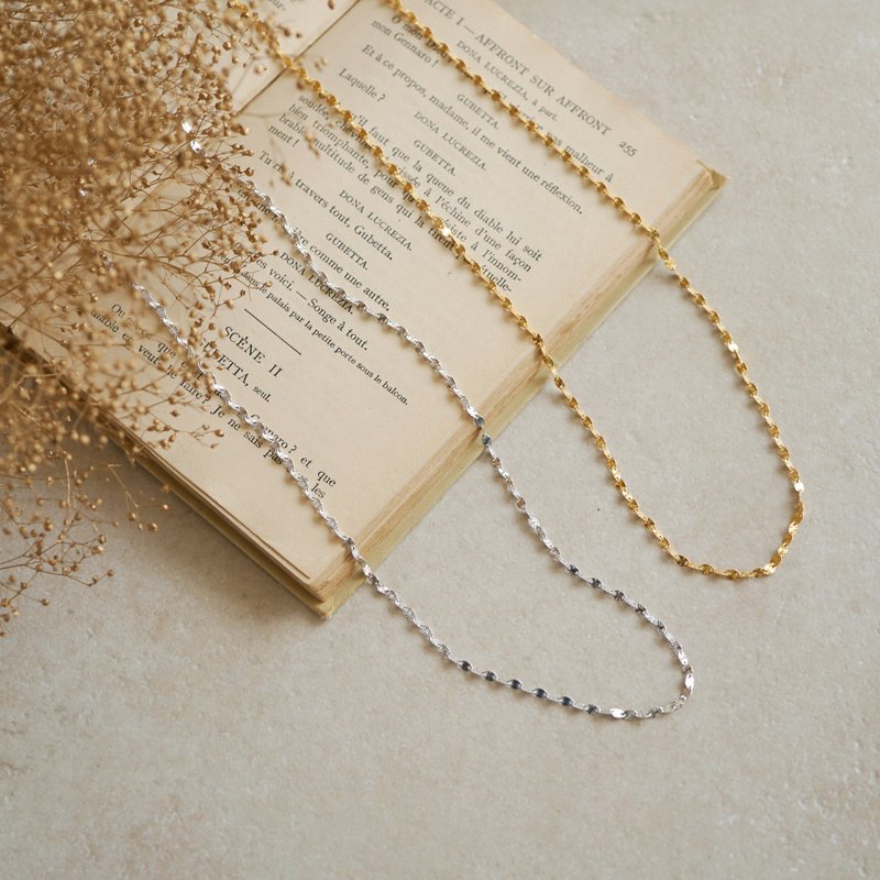 Silver925 Notch Oval Chain Long Necklace - สร้อยคอ - โลหะ หลากหลายสี