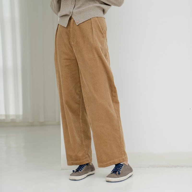 BUFU unisex Corduroy wide-leg pants in Mustard Yellow P180418Y - Women's Pants - Cotton & Hemp Orange