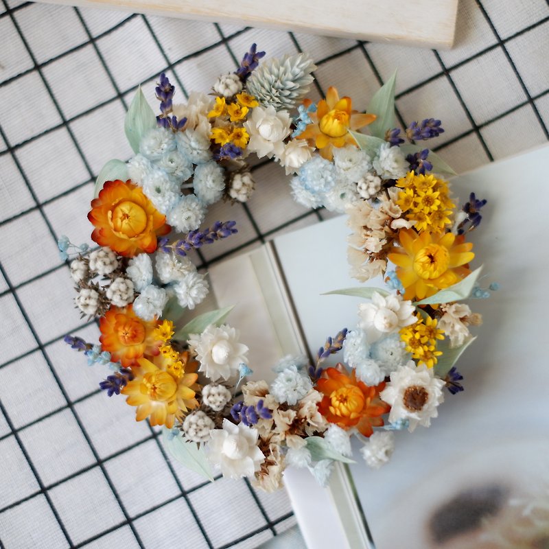 To be continued | sunset gorgeous dry flower wreath blue yellow spot - Dried Flowers & Bouquets - Plants & Flowers Yellow