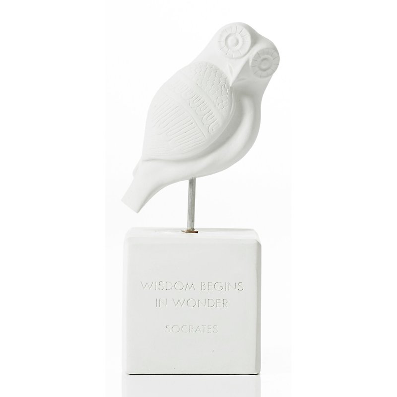Ancient Greek Owl Ornament Wisdom Owl (White) - Handmade Ceramic Statue - ของวางตกแต่ง - ดินเผา ขาว
