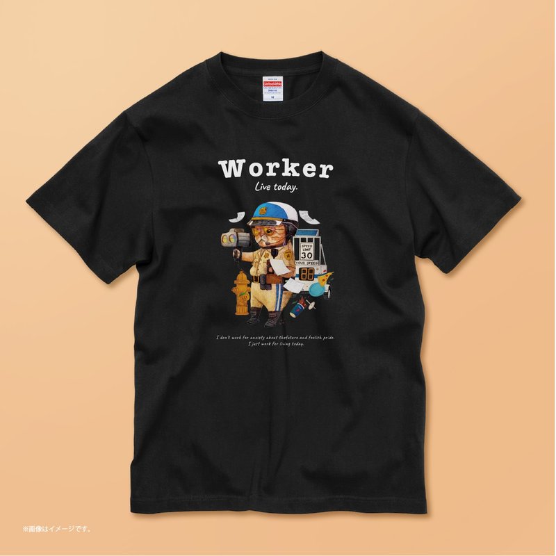 The working cat./コットンTシャツ - 女 T 恤 - 棉．麻 白色