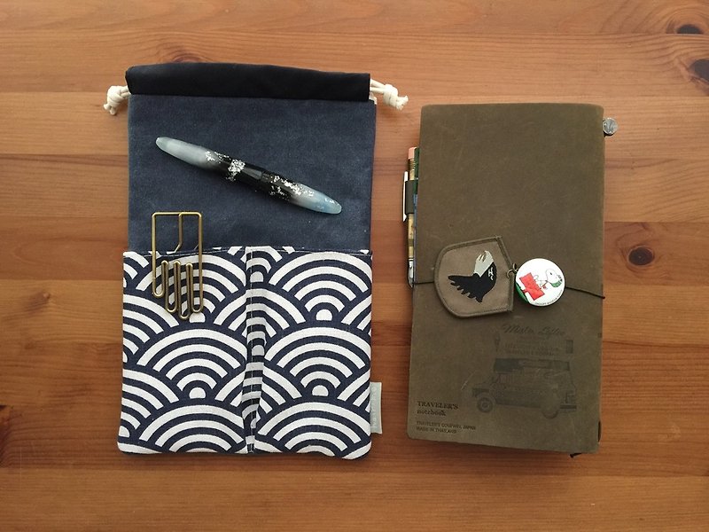 Hairmo Yamagata Pocket/Notepad Storage Bag (tn/hobo/MD/Diary) - สมุดบันทึก/สมุดปฏิทิน - ผ้าฝ้าย/ผ้าลินิน สีน้ำเงิน