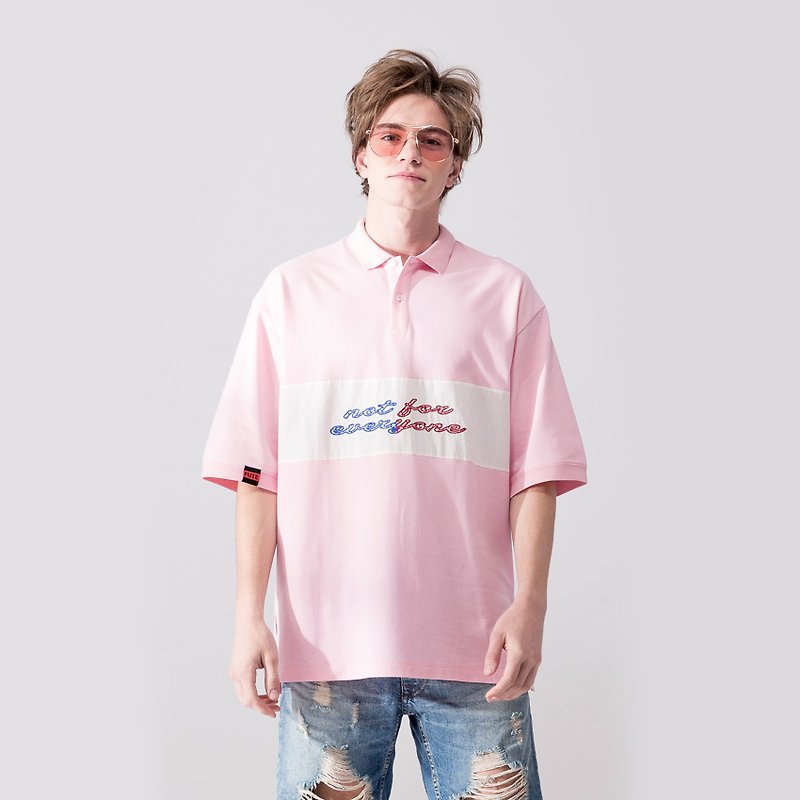 ニュートラルショルダーポロシャツ/ピンク - Tシャツ メンズ - コットン・麻 ピンク