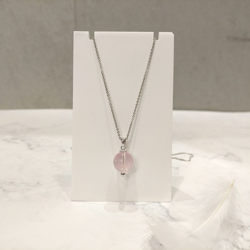 【粉晶圓珠項鍊】溫柔心意 × 日常佩戴 情人節限定・手作設計款 - 項鍊 - 水晶 粉紅色