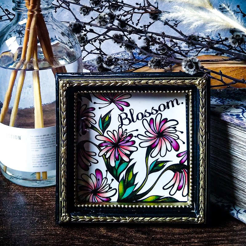Blossom. | mini mini square art - โปสเตอร์ - กระดาษ สึชมพู