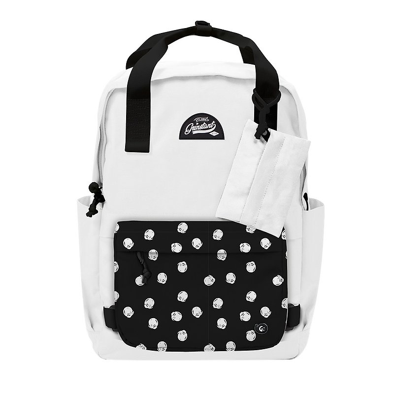 Grinstant mix and match detachable 15.6-inch backpack-black and white series (white with white dots) - Backpacks - Polyester White