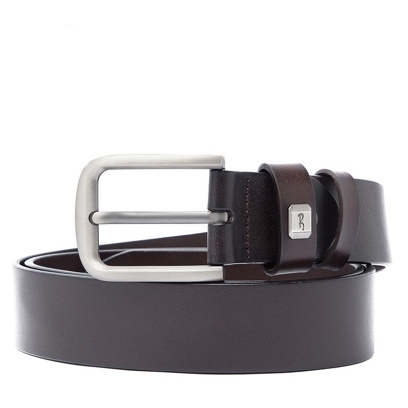 【Roberto Mocali】(RM-8203CFF) Button Hole Belt-Brown - Belts - Genuine Leather Brown