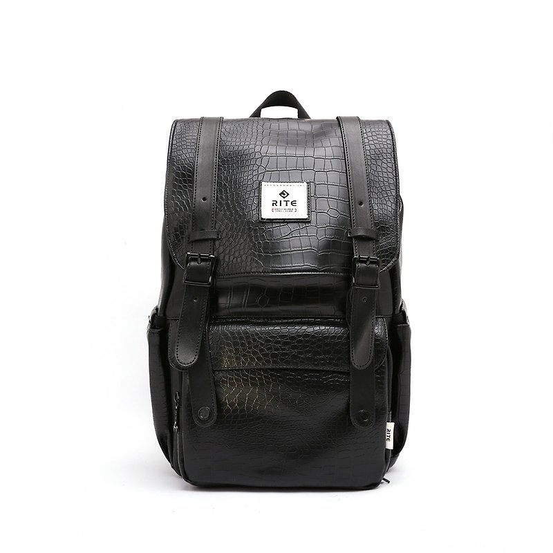 [Twin Series] 2018 Advanced Edition - Traveler Backpack (Large) - Black Crocodile - Backpacks - Waterproof Material Black
