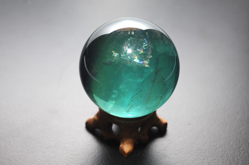 綠色清透七彩螢石球 靈修 招財 破煞 防小人4 - 擺飾/家飾品 - 水晶 
