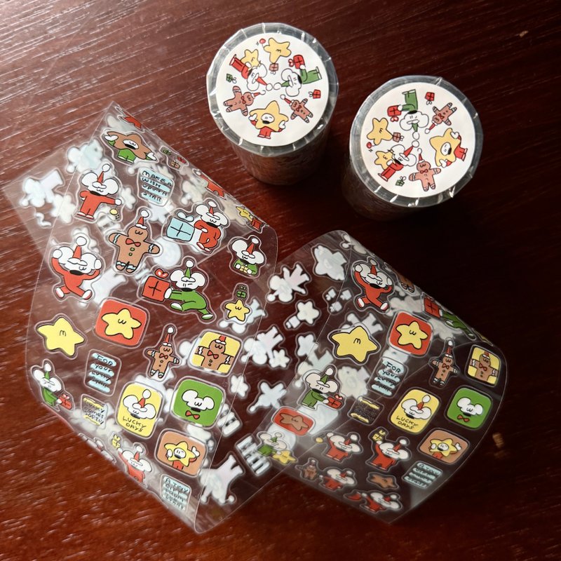 Santa mouse//Sticker roll - 貼紙 - 塑膠 