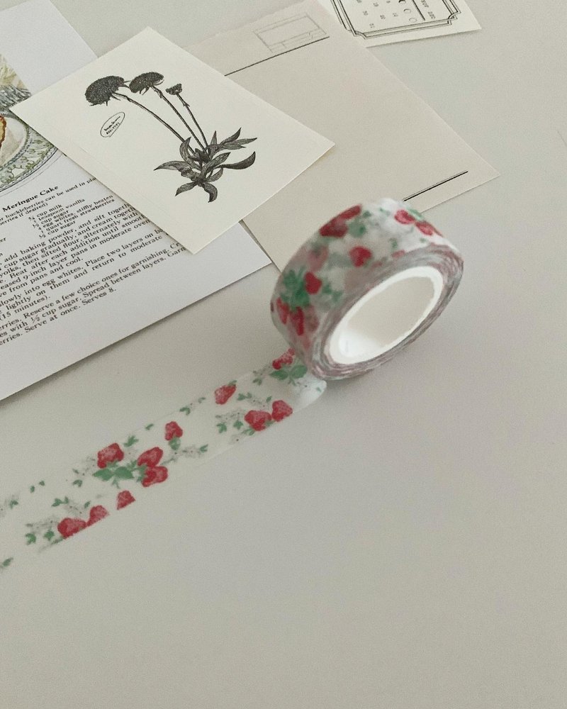 Strawberry Cake Washi Tape - 紙膠帶/和紙/PET - 其他材質 
