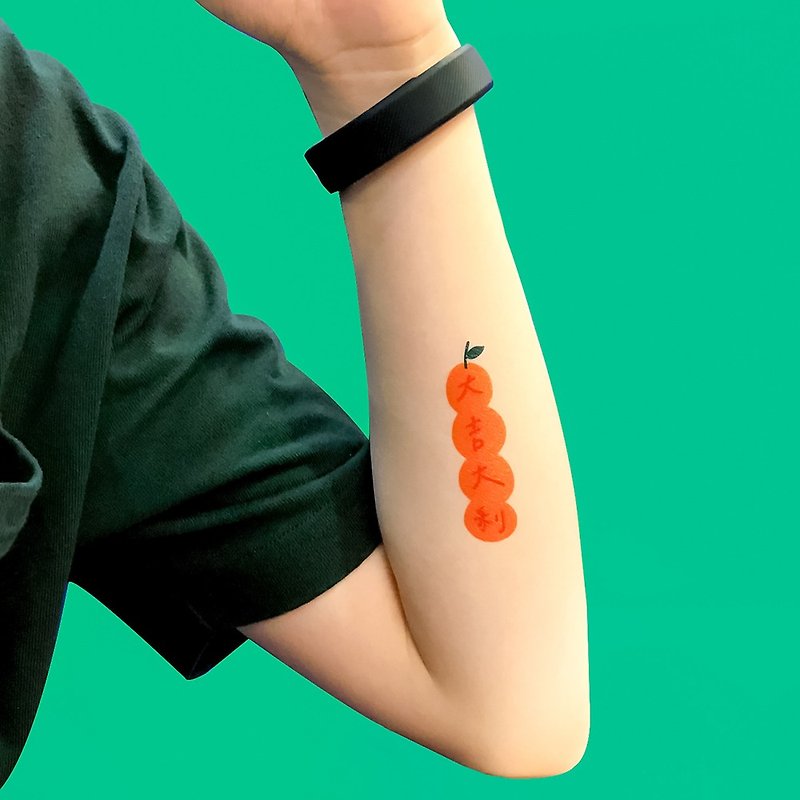 Surprise Tattoos - Chinese new year Temporary Tattoo - สติ๊กเกอร์แทททู - กระดาษ สีส้ม