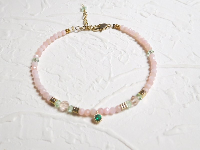 Natural pink opal crystal bracelet - Bracelets - Other Metals Pink