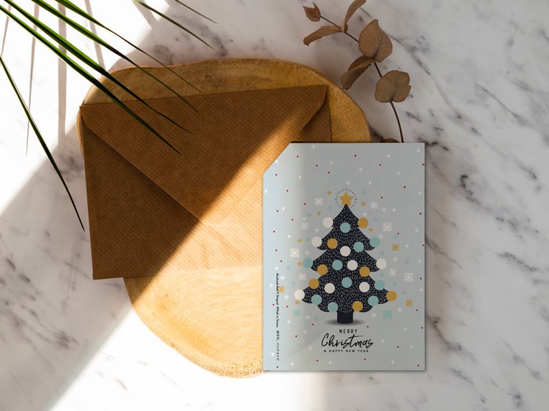 點點燈泡耶誕樹聖誕卡【CM17031】洛可可草莓 WELKIN手創明信片 - 卡片/明信片 - 紙 