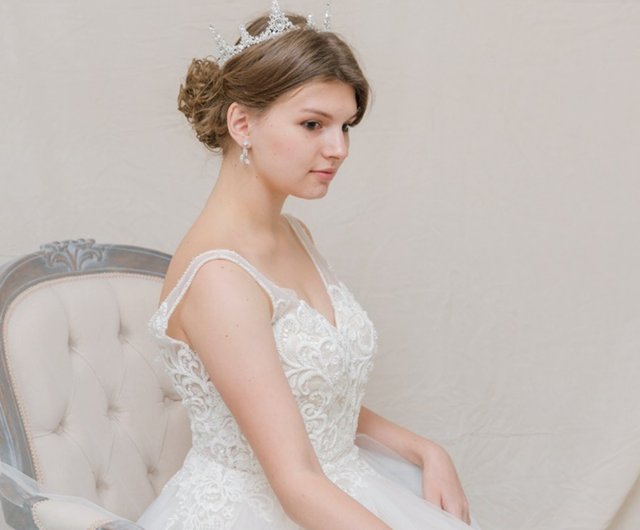 低身長クリスタルティアラ - ショップ Dahlia Blanc ヘアアクセサリー