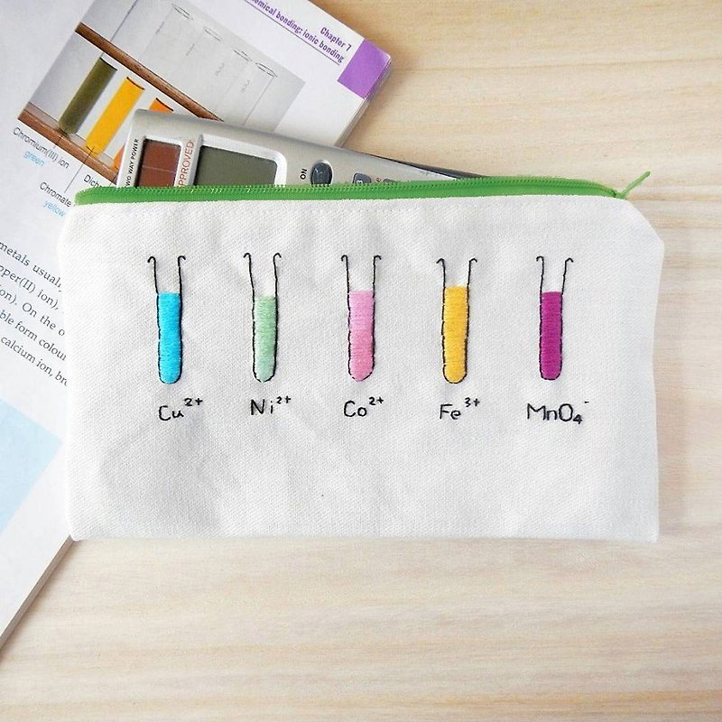 Lifelong Learning series: Color of Ions Pencil Bag - กล่องดินสอ/ถุงดินสอ - งานปัก ขาว