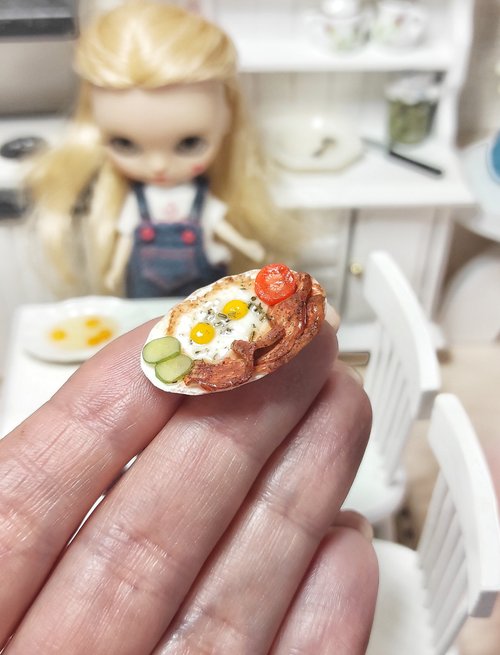 MiniatureFromIrina 小食品 微型 娃娃的早餐 比例1 12 炒蛋
