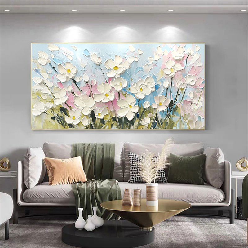花語  油畫/抽象/原創商品/裝飾畫/掛畫客廳餐廳手繪肌理質感畫 - 海報/掛畫/掛布 - 亞麻 