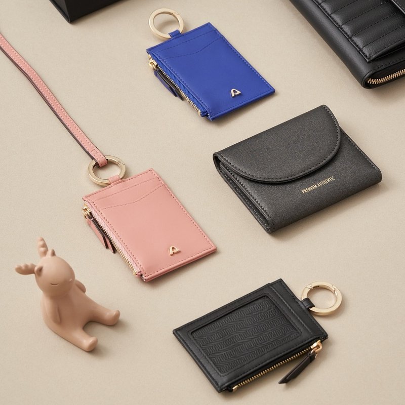 PA-Life Genuine Leather Lanyard Coin Card Holder-Multiple colors to choose from - ที่ใส่บัตรคล้องคอ - หนังแท้ หลากหลายสี