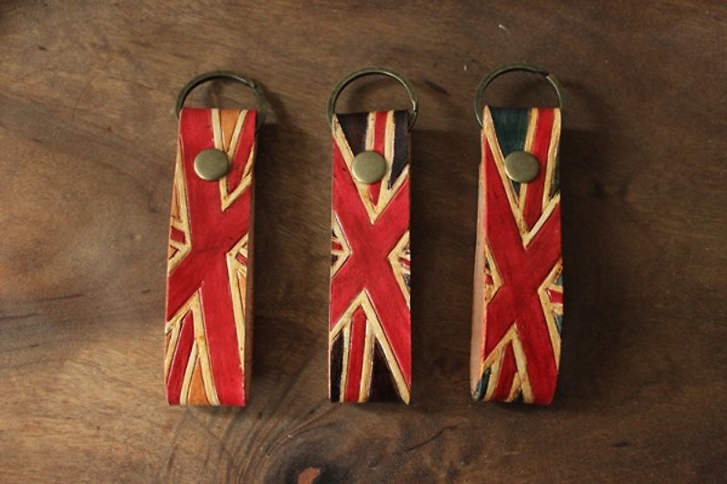 Vintage British style pure cowhide key ring-three colors (lover, birthday gift) - ที่ห้อยกุญแจ - หนังแท้ สีนำ้ตาล
