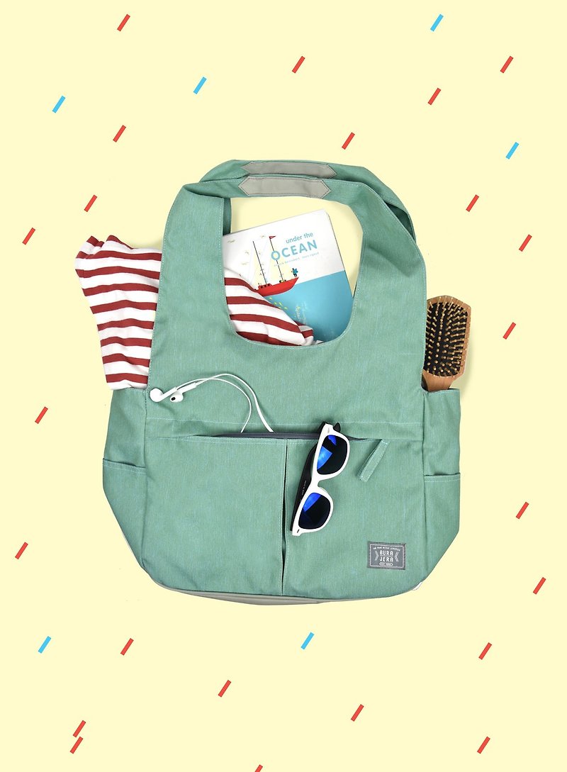 green shoulder bag/tote bag - Messenger Bags & Sling Bags - Polyester Green