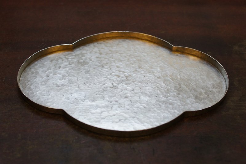 手作りの伝統的なベゴニアの錫のトレイ - 急須・ティーカップ - 金属 シルバー