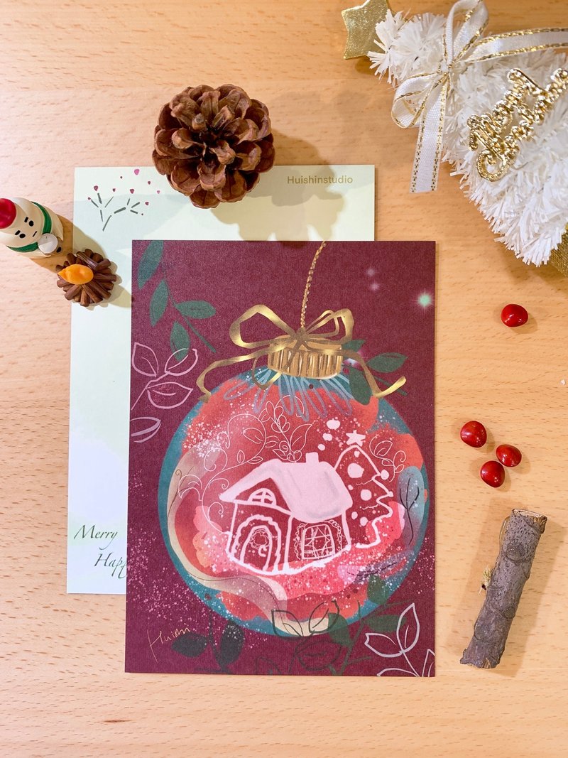 [Christmas Postcard-Written to You] Ball Cabin-Gulled Wine Style - Cards & Postcards - Paper 