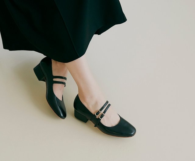 ダブルストラップ メリージェーン ブラック ダブルストラップ