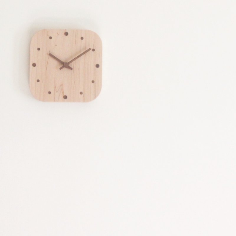 CLOCK_20 Square Solid Wood Silent Wall Clock Taiwan Limited Handmade Hard Maple - นาฬิกา - ไม้ สีนำ้ตาล
