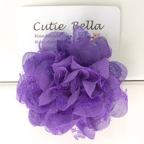 Cutie Bella 美好生活精品館 Cutie Bella 手工髮飾全包布 Lace Camellia 蕾絲茶花髮夾-Violet