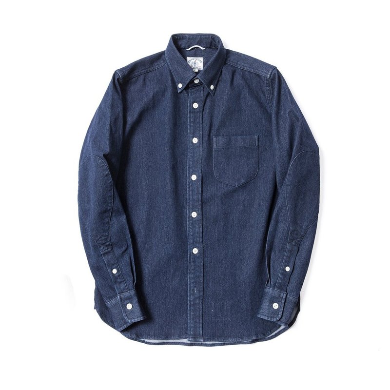 ISLAND SCOUTS 重磅經典Elbow Patch stretchable牛仔襯衫- 藍色 - 男襯衫/休閒襯衫 - 棉．麻 藍色