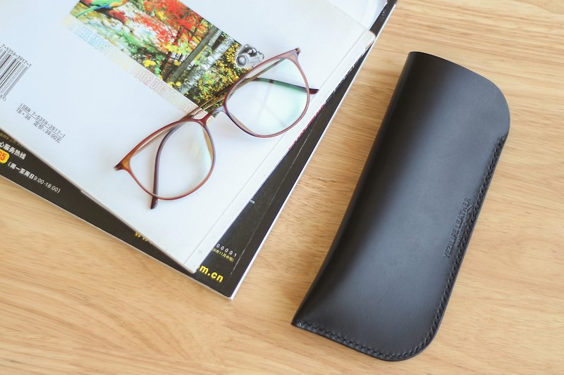 Leather Glasses Case Myopia Glasses Sunglasses Sunglasses Bag Portable Storage Glasses Case - Eyeglass Cases & Cleaning Cloths - Genuine Leather Black