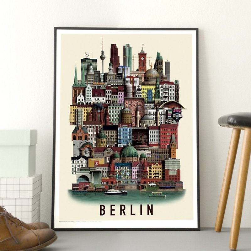 マーティン・シュワルツ市のポスターをぶら下げ絵画Berlin BERLINを家のギフトに - ポスター・絵 - 紙 多色