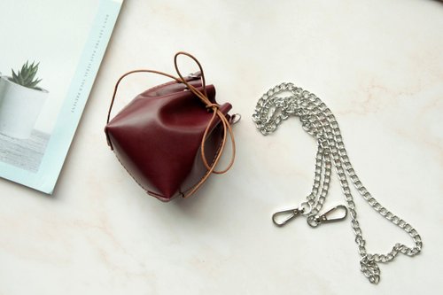 垂耳兔手工皮具 diy材料包 / 完成品 mini水桶包手工縫制頭層牛皮 耳機收納套