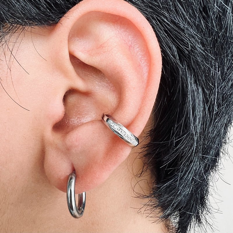 [Gift] A row of diamond painless ear cuffs, unisex earrings for men and women, イヤーカフ - Earrings & Clip-ons - Sterling Silver Silver