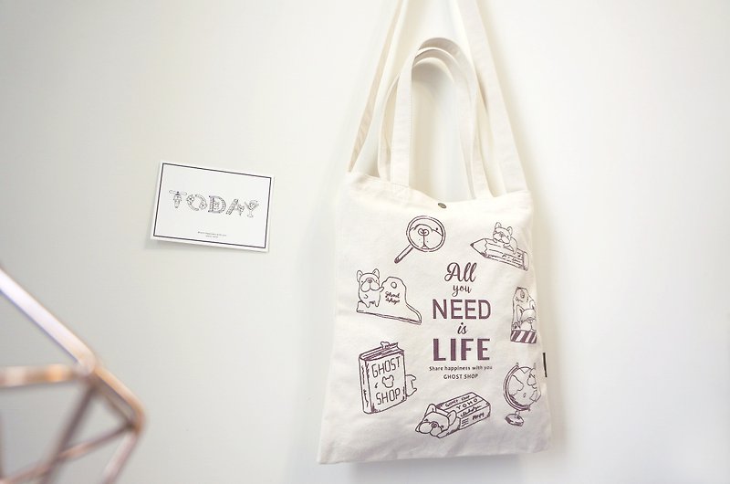 Fighting canvas bag - big / dual purpose / stationery life - Messenger Bags & Sling Bags - Cotton & Hemp White