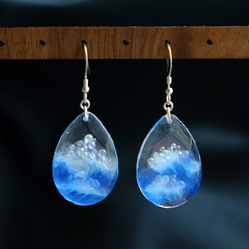【沖浪裡】The Great Wave Silver Ear Rings by ETPLANT - 耳環/耳夾/耳骨夾 - 銀 藍色
