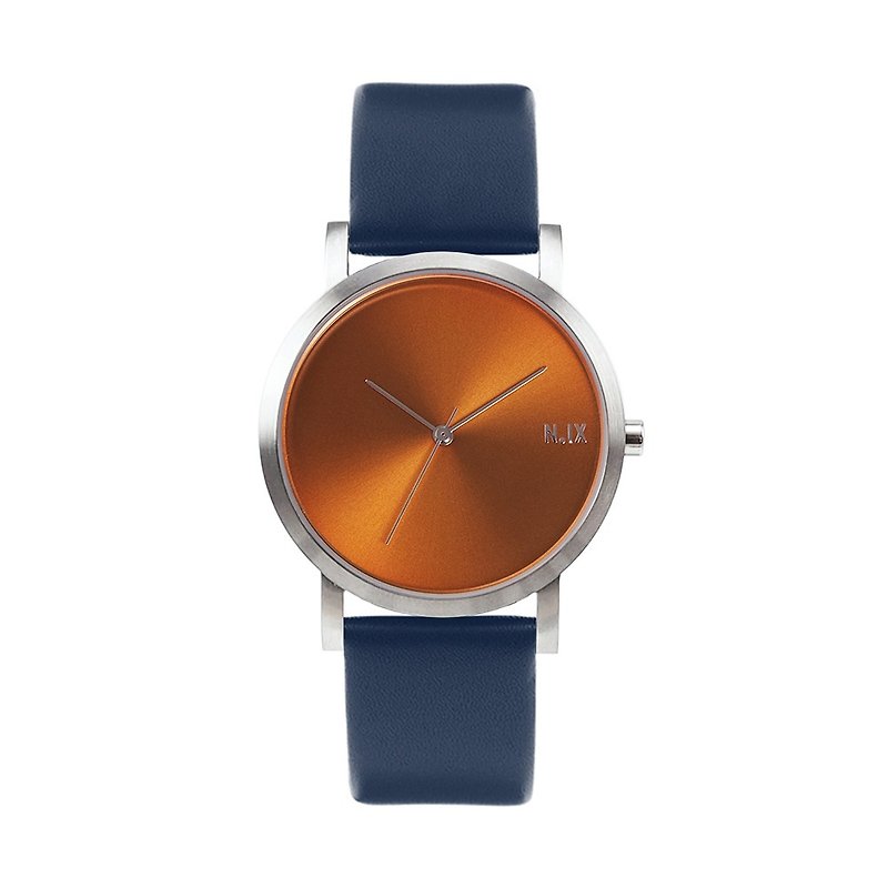 นาฬิกาข้อมือMinimal Style : Metal Project Vol.02 - COPPER (Blue) - นาฬิกาผู้ชาย - หนังแท้ สีน้ำเงิน