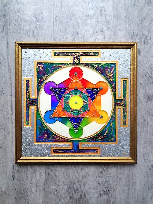 zorkavenera Metatron立方体yantra手绘神圣几何几何几何原画