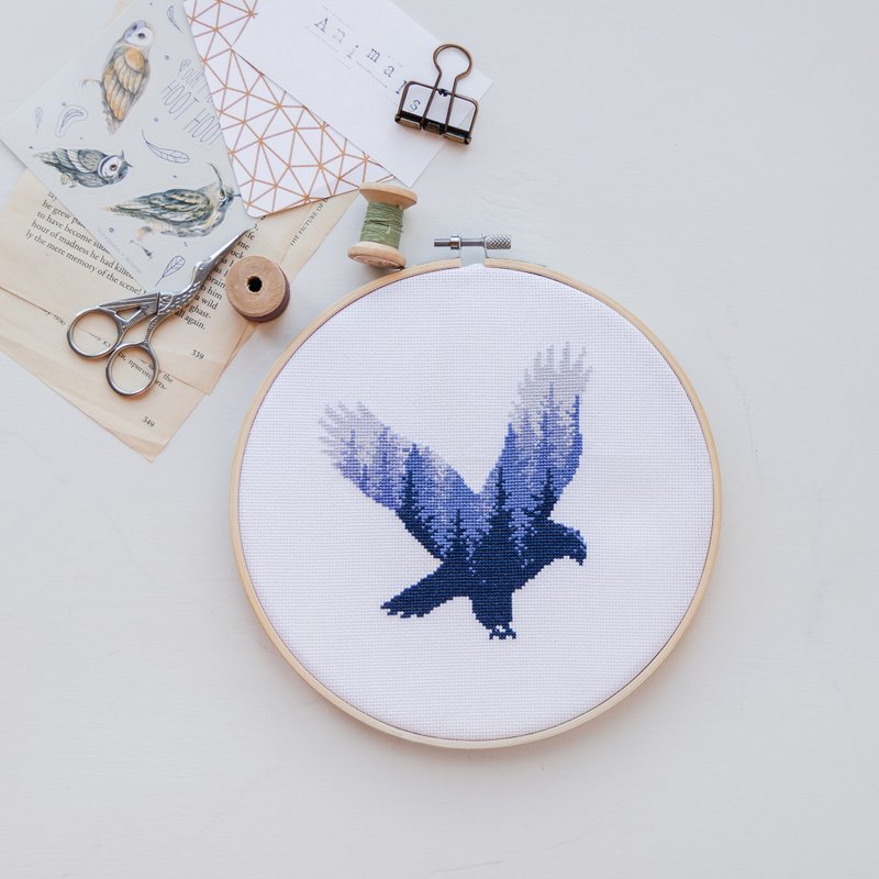 Eagle Silhouette Cross Stitch PDF Pattern 十字繡 - 編織/刺繡/羊毛氈/縫紉 - 其他材質 