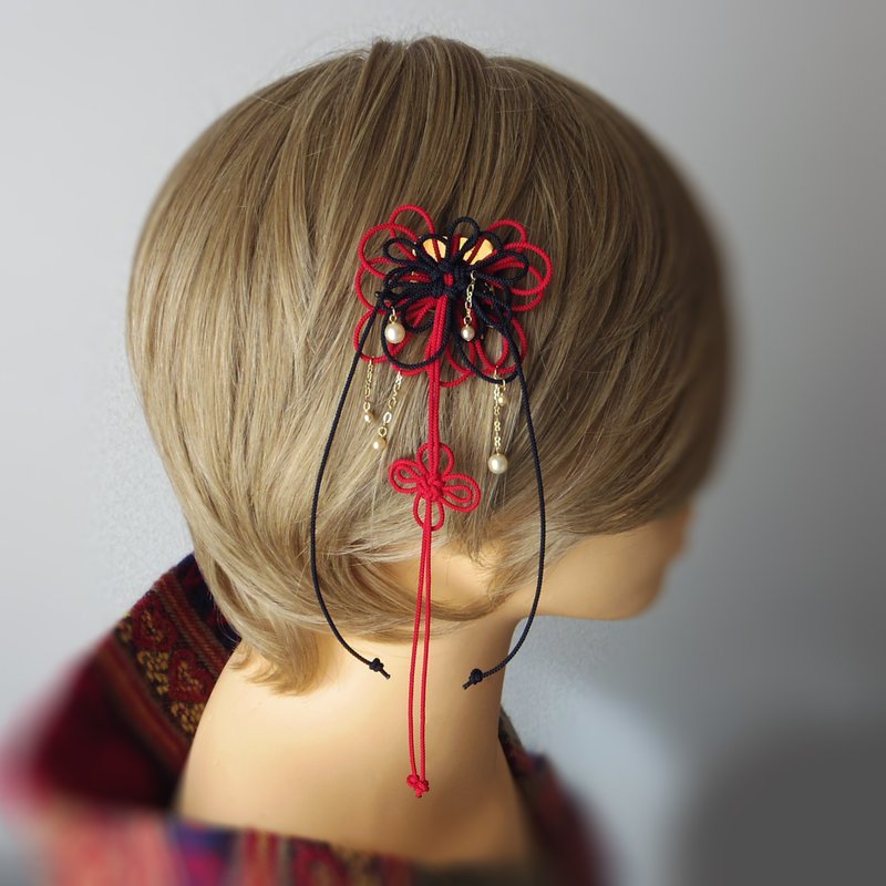 Small Hair Comb Himetaru Hana - Hair Accessories - Polyester Red