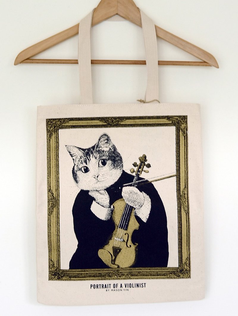 小提琴貓肖像畫帆布袋-二版