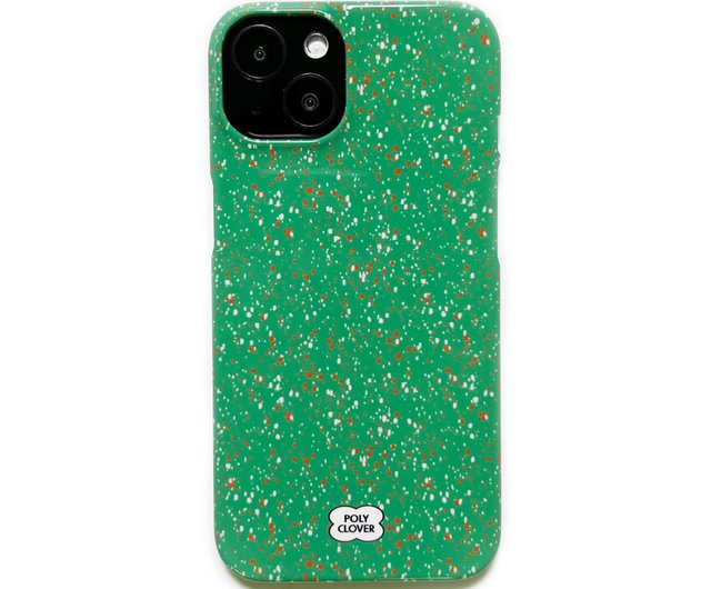 スマホケース(カラーヌメ刻印×緑) 斑点ハードiPhoneケース（グリーン） - ショップ polyclover