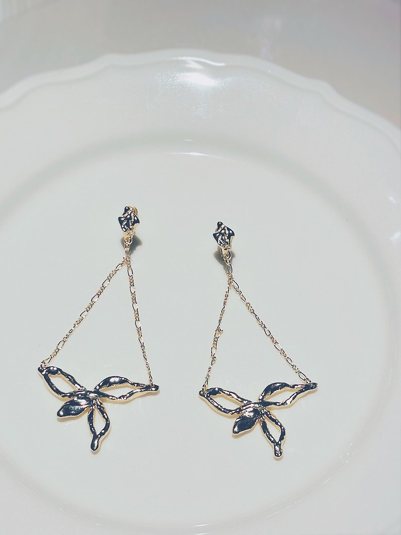 Draped Butterfly Earrings - Earrings & Clip-ons - Silver Gold