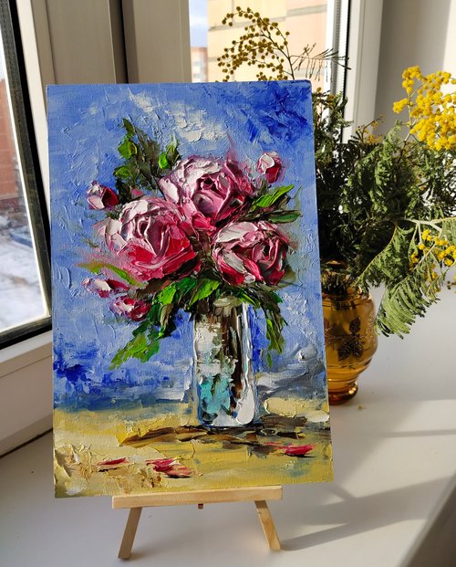 薔薇　油絵 日野 皖 『薔薇』 油絵・油彩画 F10(10号) 【絵画/洋画/花/送料