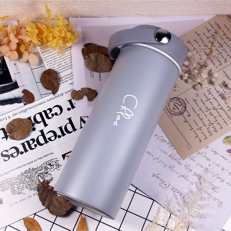 [Customized Gift] Real Ceramic Thermos Bottle + Customized English Name - [Starry Sky Gray] - Pitchers - Porcelain 