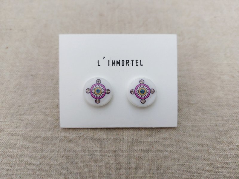 Dixian L'IMMORTEL pattern earrings - Earrings & Clip-ons - Plastic Multicolor