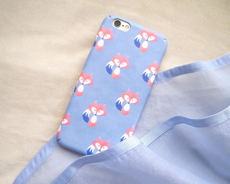 Fox Pattern iPhone case 手機殼 เคสสุนัขจิ้งจอก - เคส/ซองมือถือ - พลาสติก สีน้ำเงิน