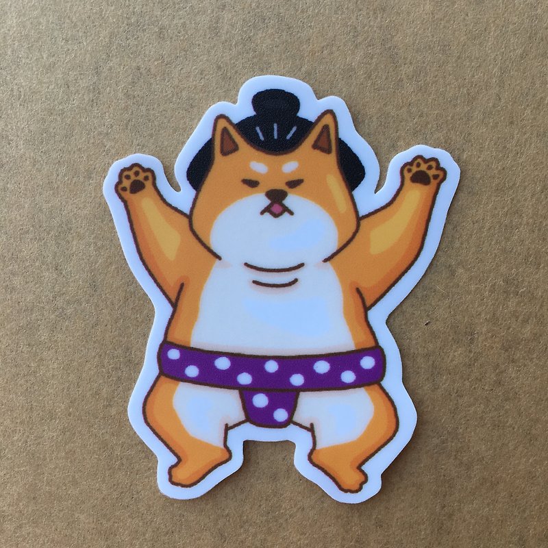 Shiba Inu daily sumo wrestling medium waterproof sticker SM0067 - Stickers - Paper Multicolor